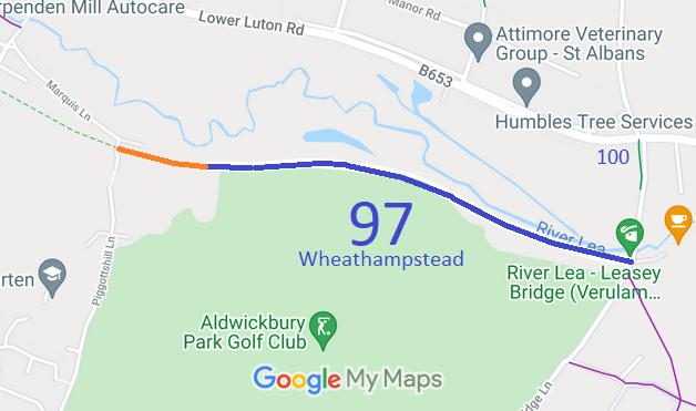 Map showing recorded Wheathampstead paths