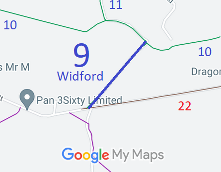 Map showing recorded Widford paths