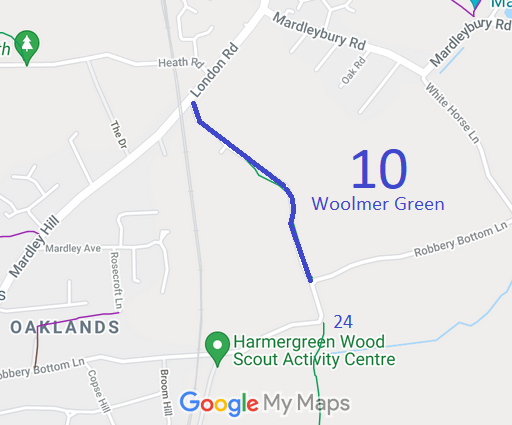 Map showing Woolmer Green 10