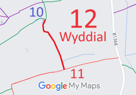 Map showing Wyddial 12