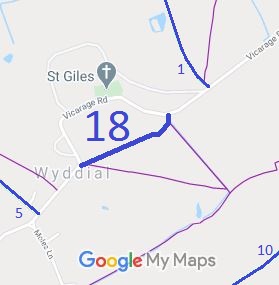 Map showing Wyddial 18