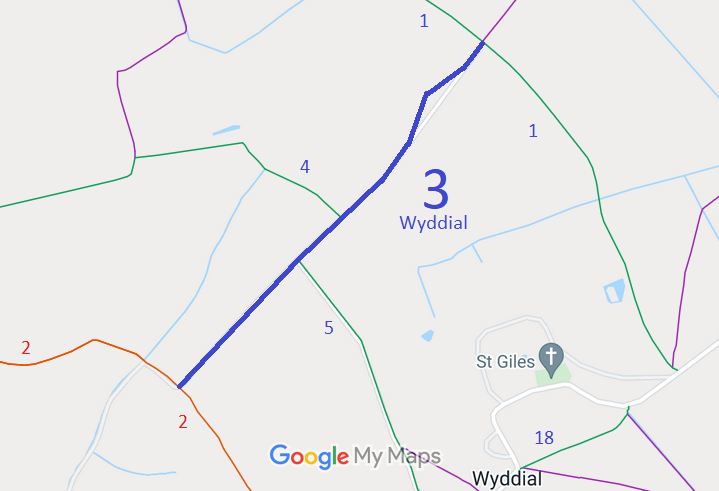 Map showing Wyddial 3